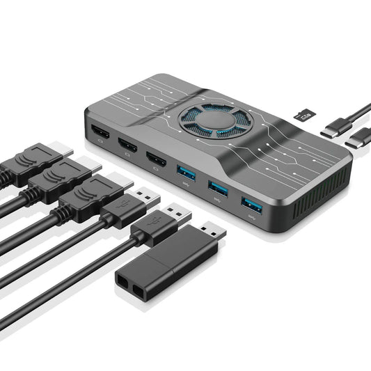 Hub HDMI Múltiple con Ventilador RGB