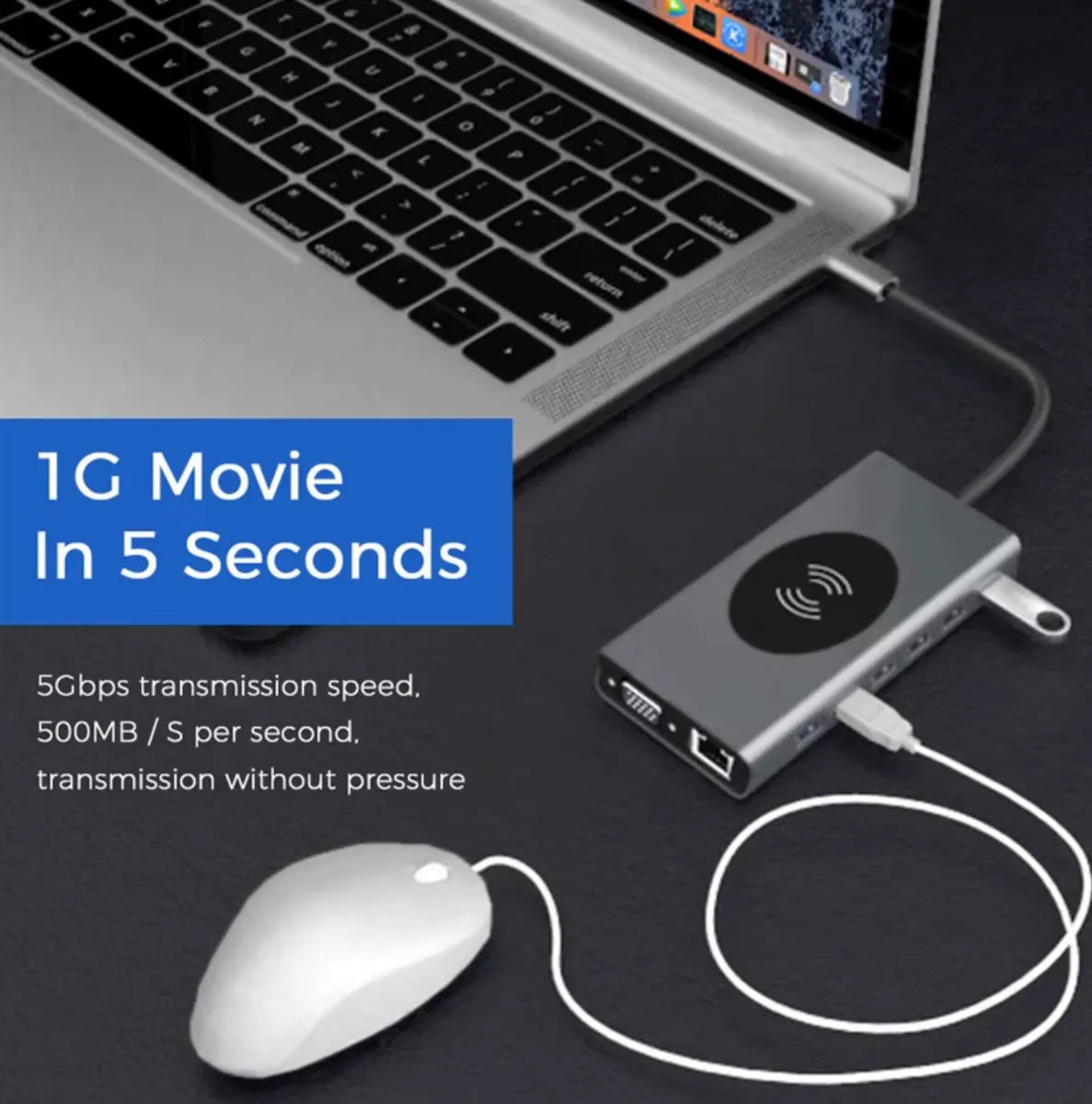 Hub USB-C 14 en 1 con Carga Inalámbrica