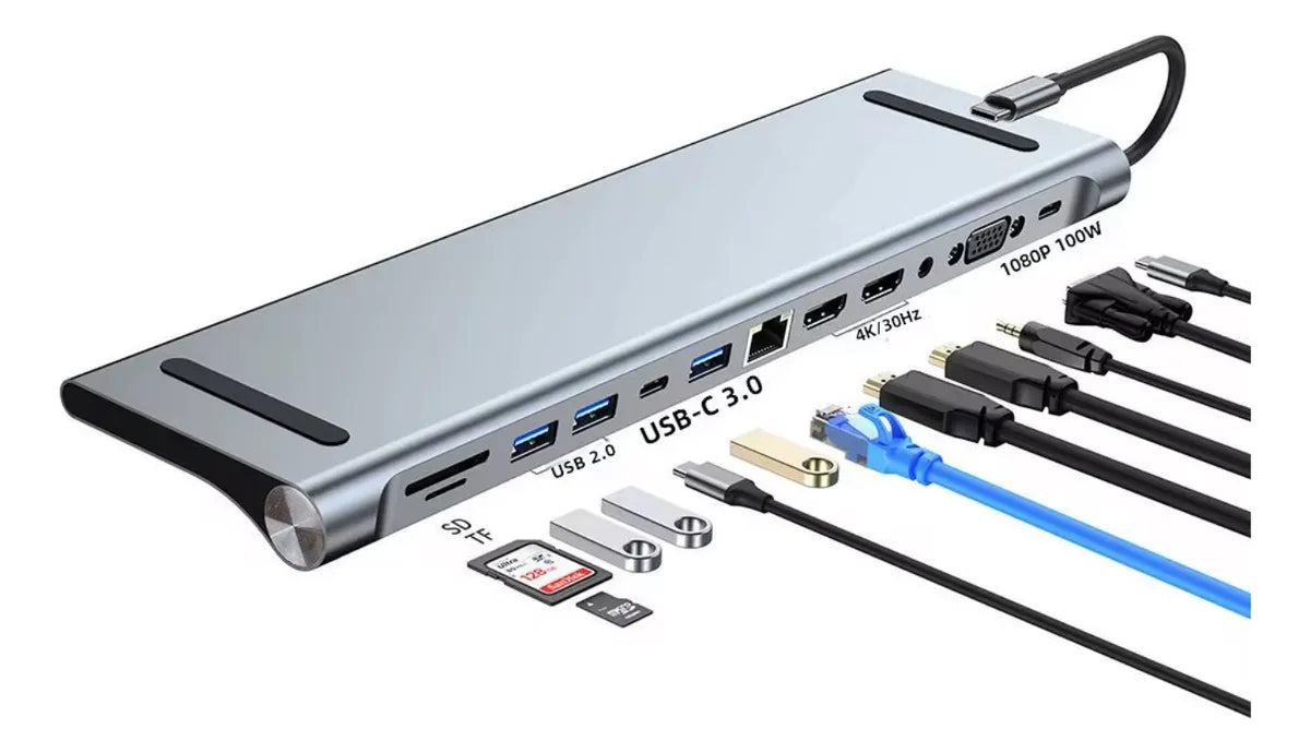 Hub USB-C 12 en 1 - Docking Station Profesional