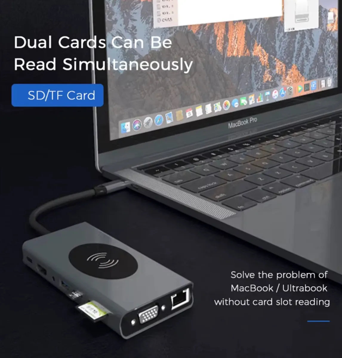 Hub USB-C 14 en 1 con Carga Inalámbrica